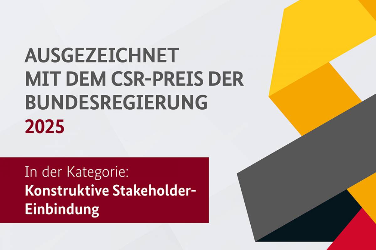 Wir sind mit dem CSR-Preis der Bundesregierung 2025 ausgezeichnet worden.