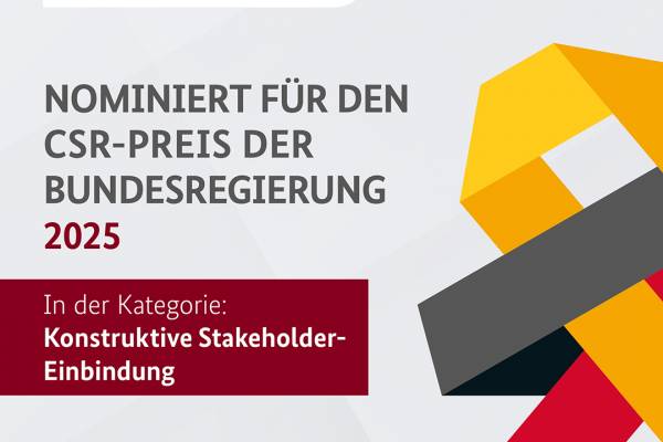 Wir sind für den CSR-Preis der Bundesregierung 2025 nominiert.